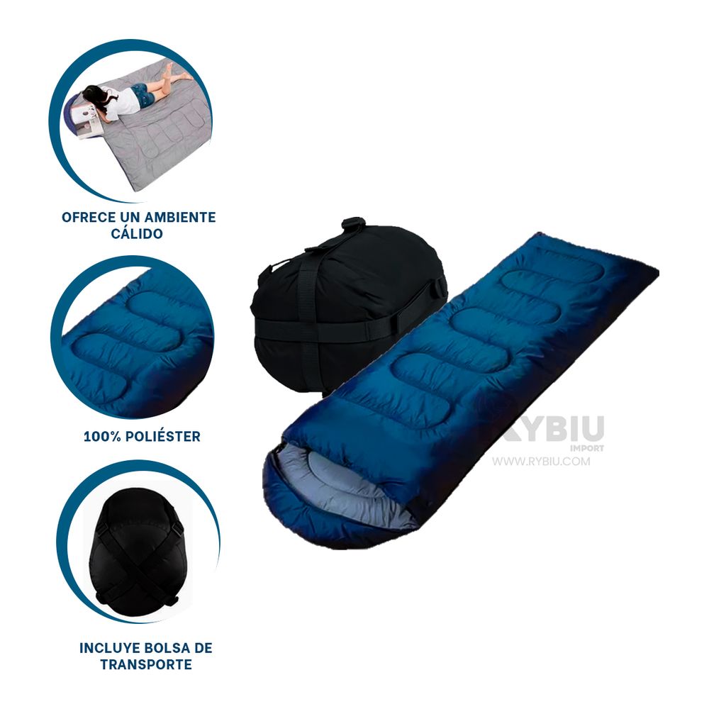 Camping Bolsa de Dormir Gruesa Azul Adultos RYBIU IMPORT Camping Bolsa de Dormir Gruesa Azul Adultos RYBIU IMPORT
