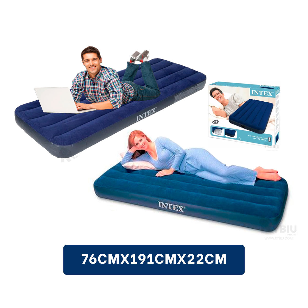 Colchon Cama Inflable en Color Azul