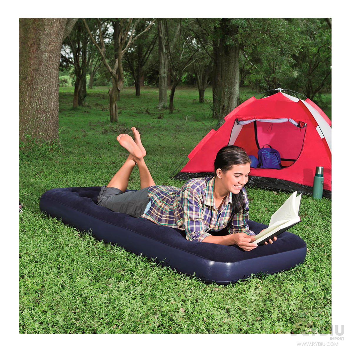 Colchon Cama Inflable de Color Azul