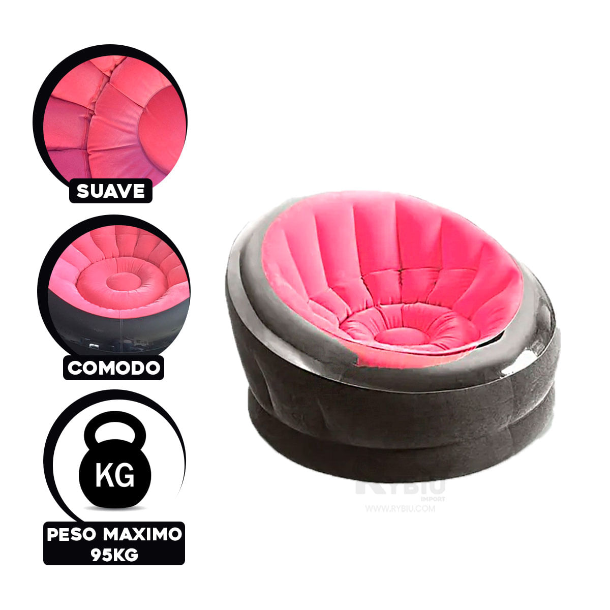 Agradable Sofa Inflable de Color Rosado