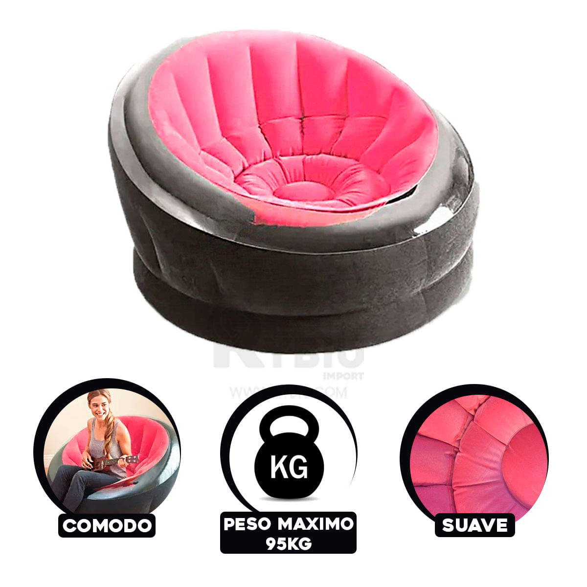 Hinchable Sofa Rosado Ideal para 1 Persona