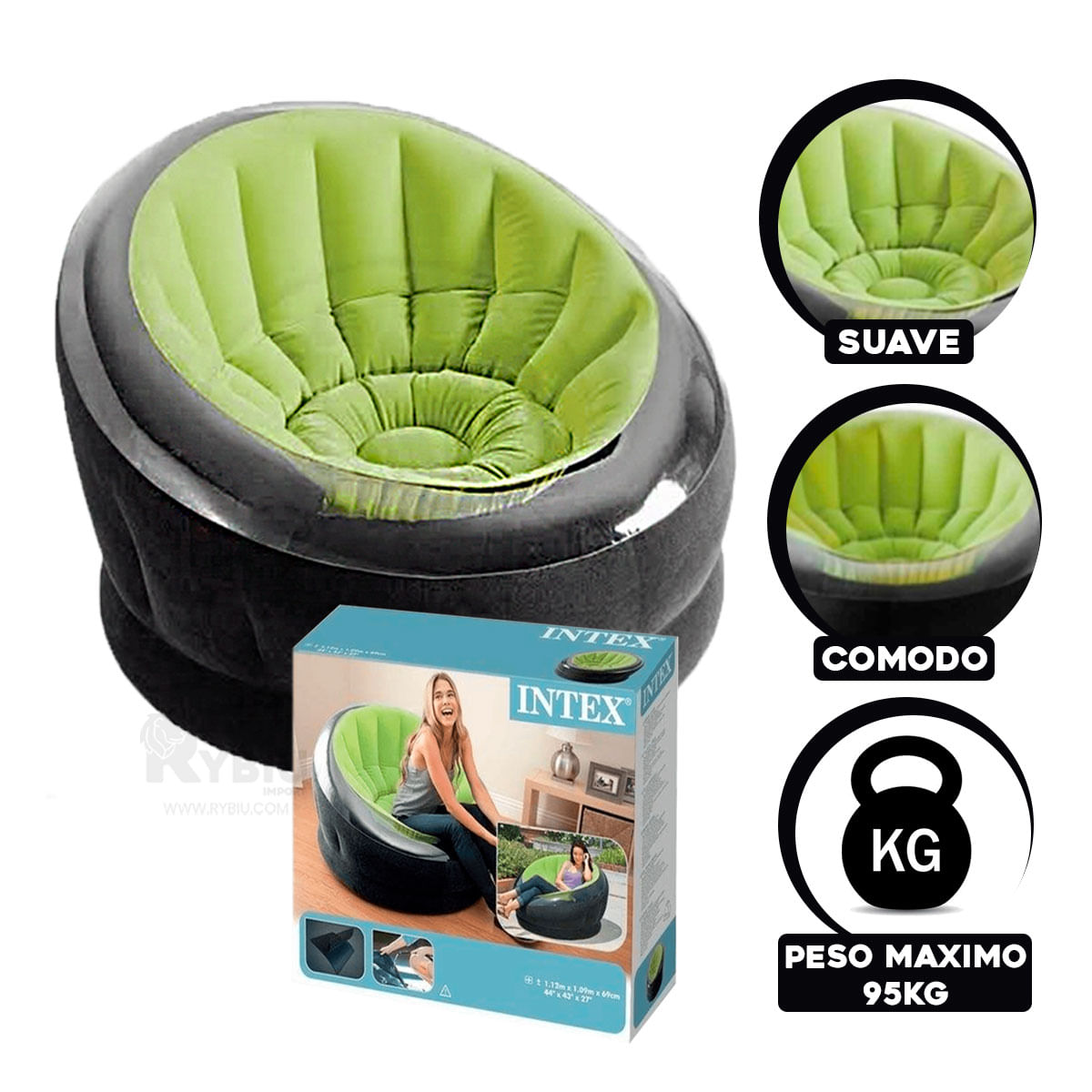 Agradable Sofa Inflable de Color Verde