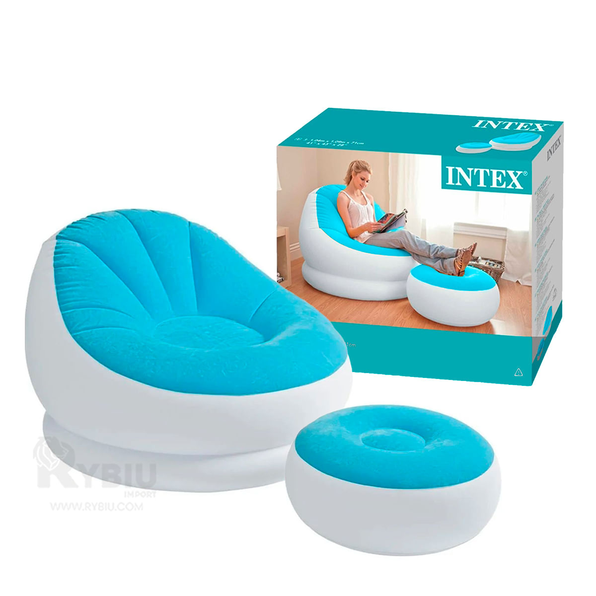 Sofa Flocado Celeste Practico y Resistente