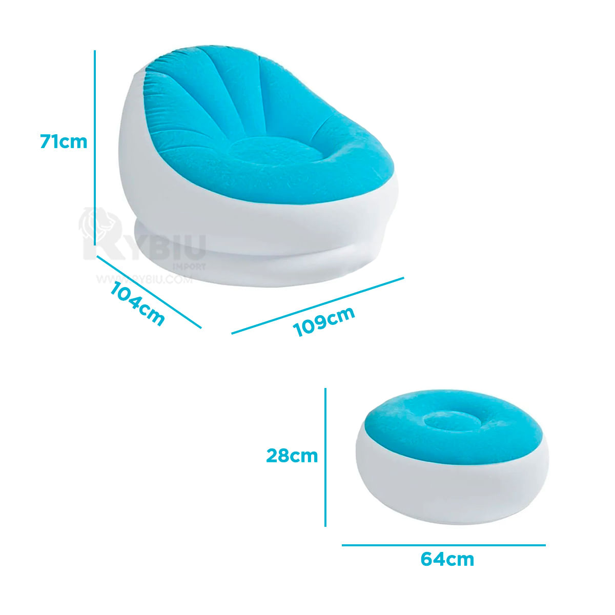 Ligero y Fresco Sofa Inflable de Color Celeste