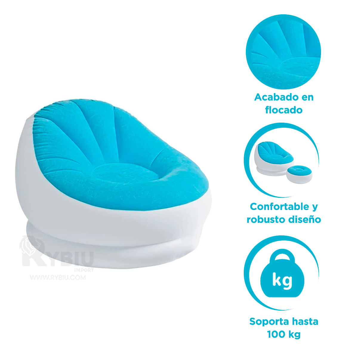 Relajación en Casa con Sofa y Poof Celeste