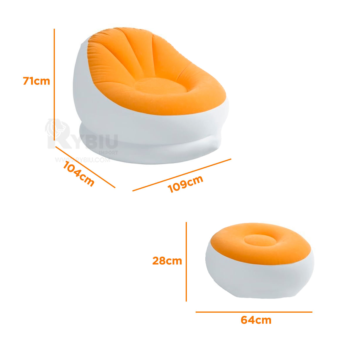 Ligero y Fresco Sofa Inflable de Color Anaranjado