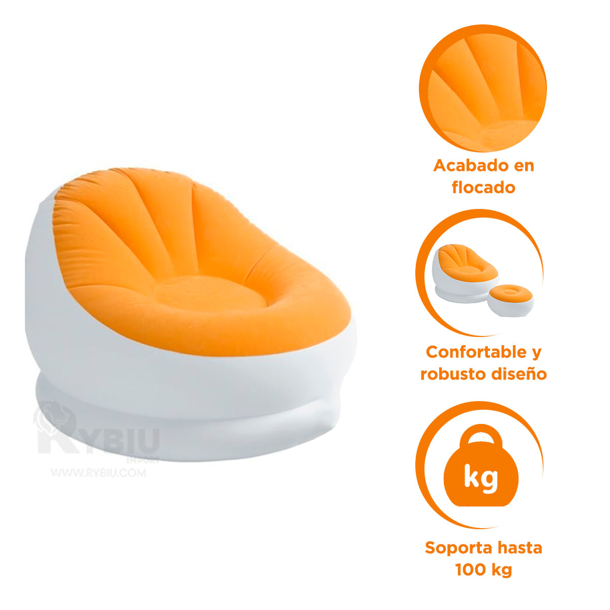 Relajación en Casa con Sofa y Poof Anaranjado