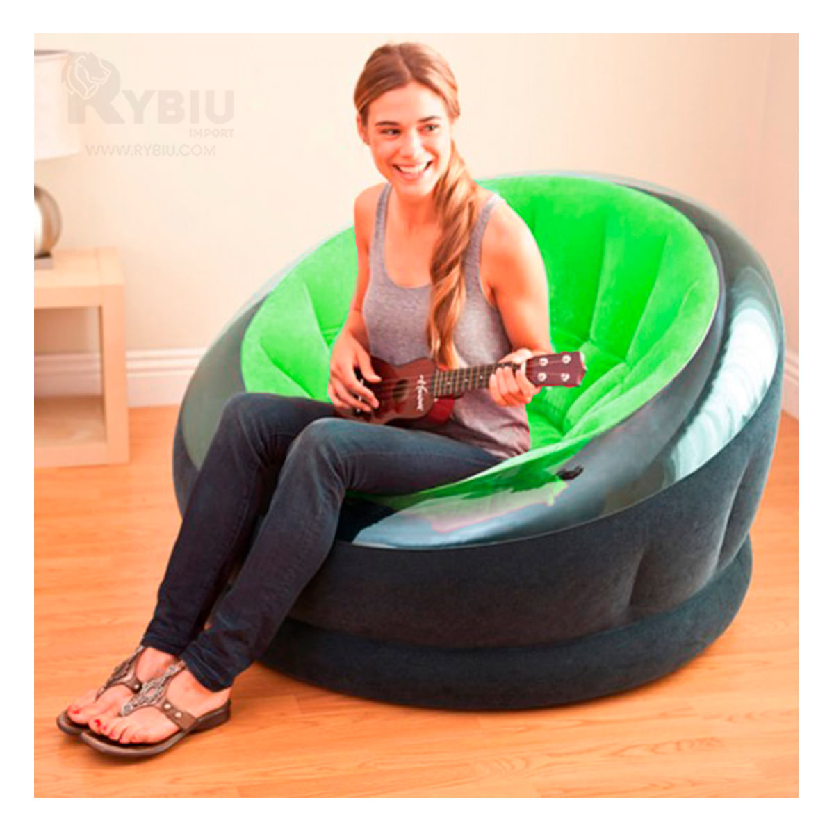 Mueble Sofa Inflable Verde con Camara de Agua