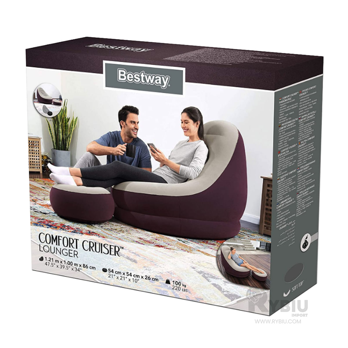 Sofa Inflable Personal de Color Guinda
