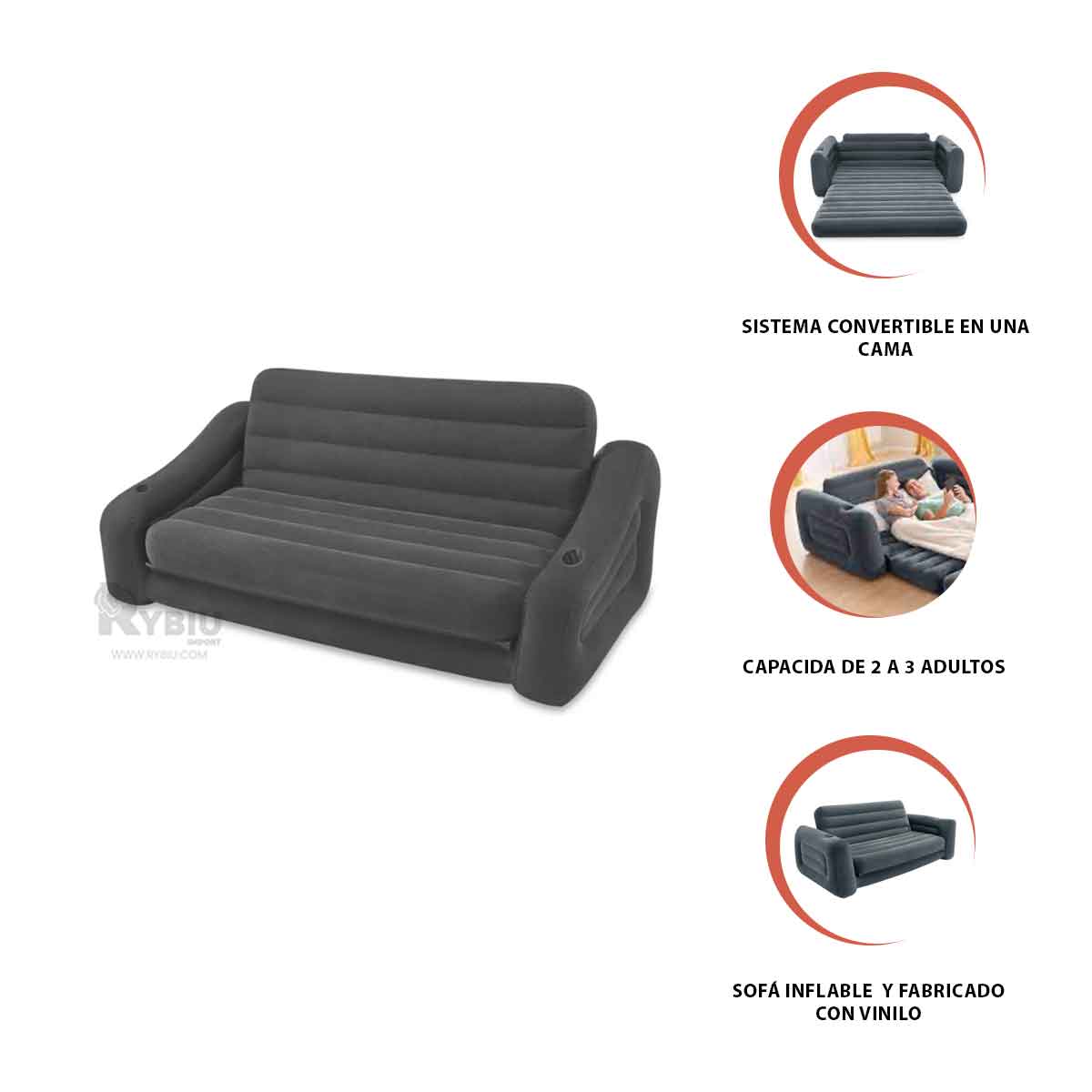 Resistente Sofa Inflable de Color Gris