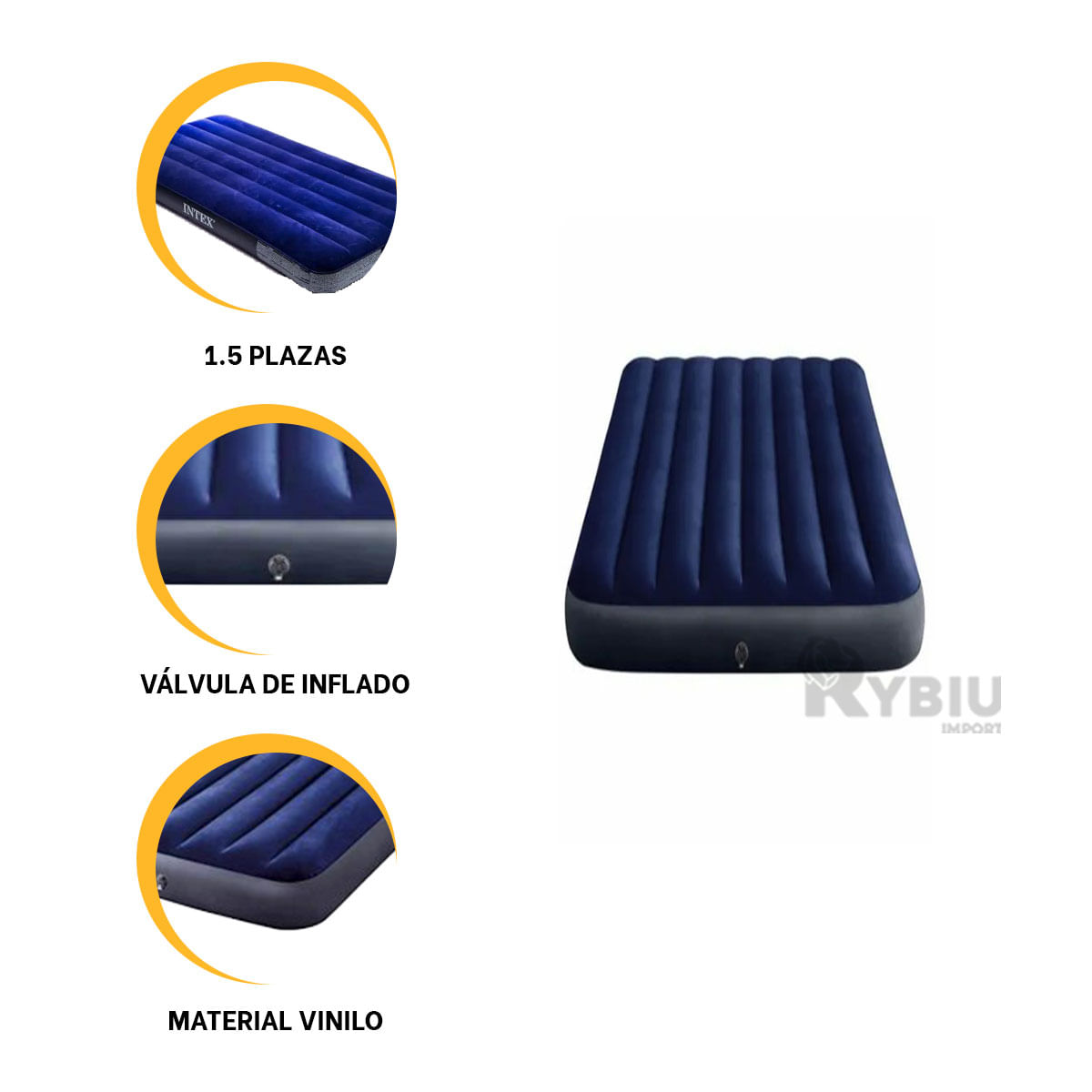 Azul Colchon Inflable de 1.5 Plazas para Descansar