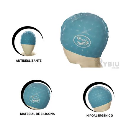 Gorro Celeste de Natacion con Material de Silicona RYBIU IMPORT