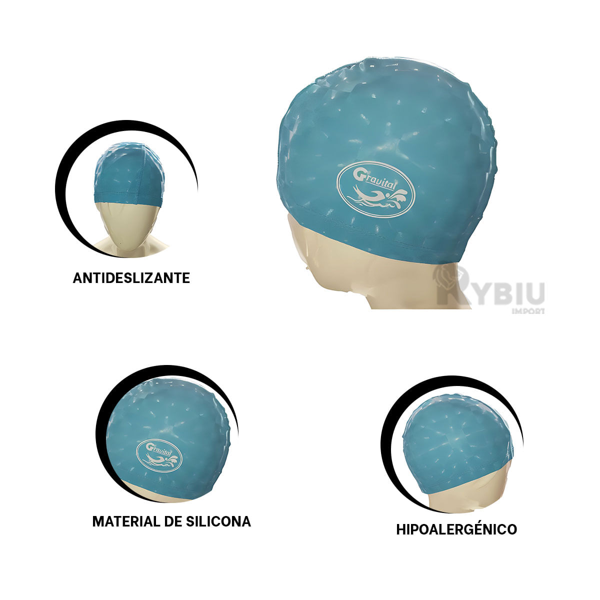 Gorro Celeste de Natacion con Material de Silicona