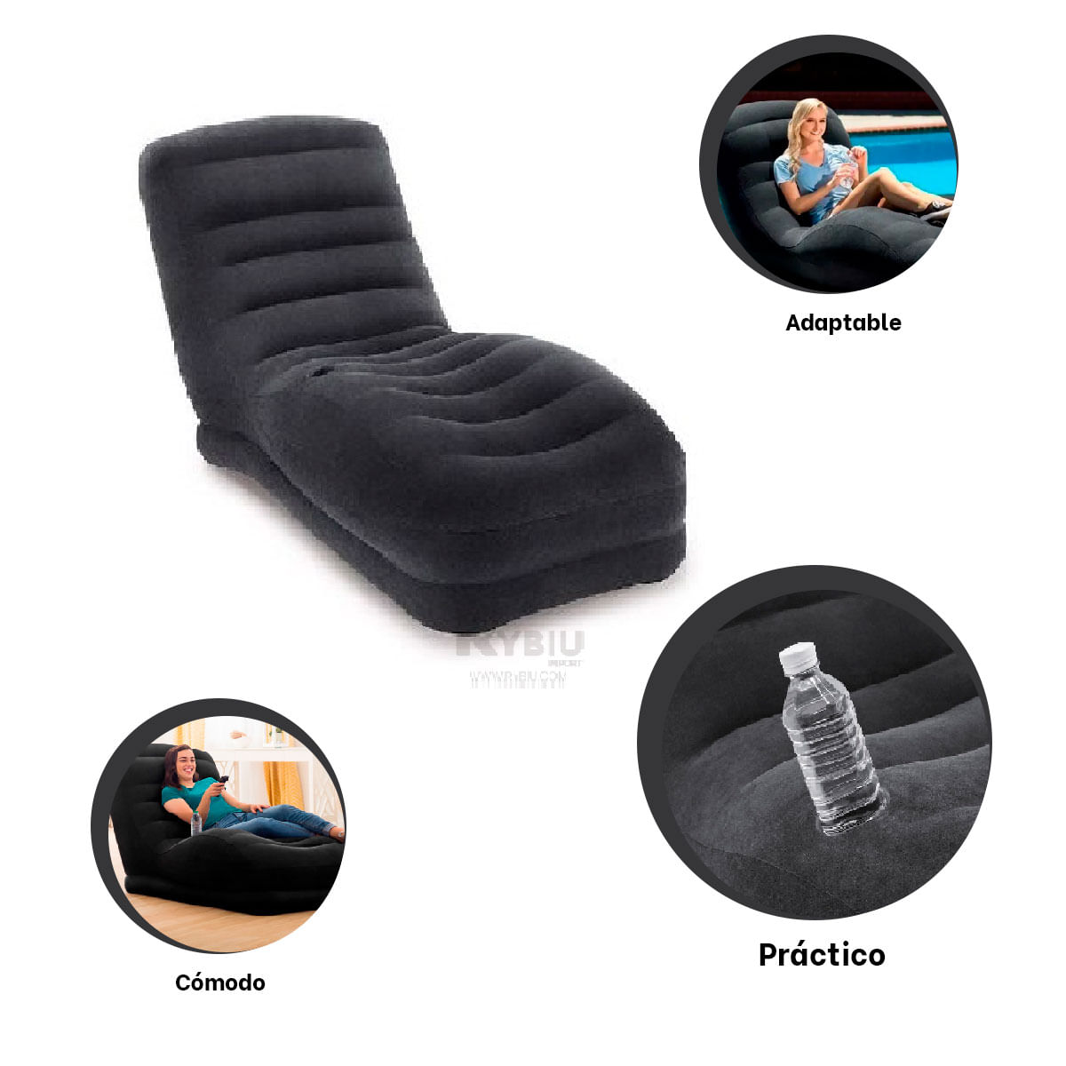 Lindo Sillon Sofa Mega de Color Negro Grande