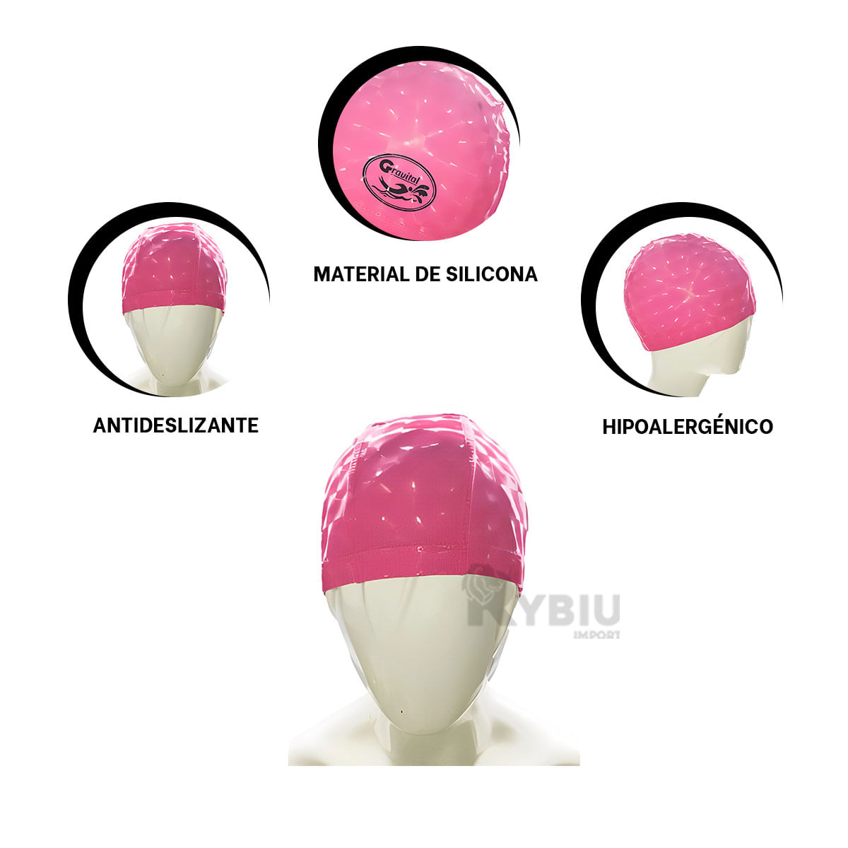 Gorro Antideslizante de Color Rosado para Natacion