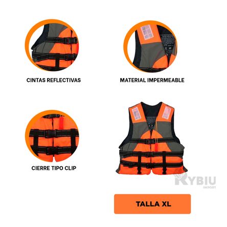Chaleco Salvavidas de Talla XL Color Anaranjado Chaleco Salvavidas de Talla XL Color Anaranjado