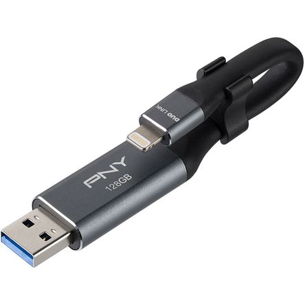 Unidad Flash Pny Duo Link Usb 3.0 Otg de 128Gb para Iphone y Ipad