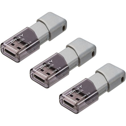Pack de 3 Unidades de Memoria Usb 3.0 Pny Turbo Attaché 3 de 64Gb en Color Gris Pack de 3 Unidades de Memoria Usb 3.0 Pny Turbo Attaché 3 de 64Gb en Color Gris