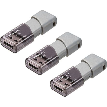 Pack de 3 Unidades de Memoria Usb 3.0 Pny Turbo Attaché 3 de 64Gb en Color Gris