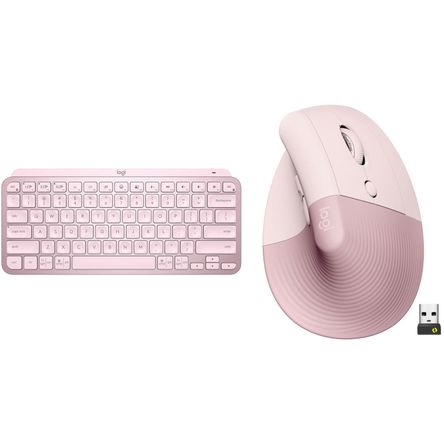 Set de Teclado Inalámbrico Logitech Mx Keys Mini y Mouse Vertical Lift Rosado