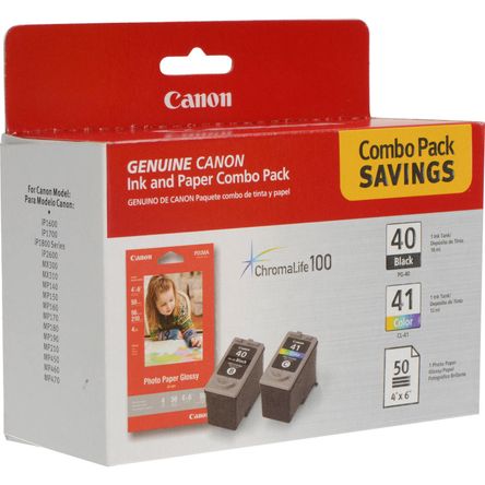 Combo Pack de Tanques de Tinta Canon Pg 40 Cl 41 con Papel Gp502