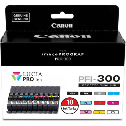 Pack de Diez Tanques de Tinta Canon Pfi 300 de Diez Colores