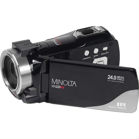 Cámara de Video con Visión Nocturna Minolta Mn220Nv Full Hd con Zoom Digital de 16X Negro