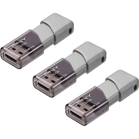 Pack de 3 Unidades de Memoria Usb 3.0 Pny Turbo Attaché 3 de 32Gb en Color Gris Pack de 3 Unidades de Memoria Usb 3.0 Pny Turbo Attaché 3 de 32Gb en Color Gris