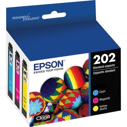 Combo Pack de Cartuchos de Tinta Epson Claria 202 de Capacidad Estándar en Color Cian Magenta Ama