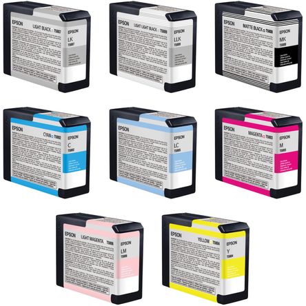 Set de 8 Cartuchos de Tinta Epson Ultrachrome K3 con Negro Mate 80 Ml