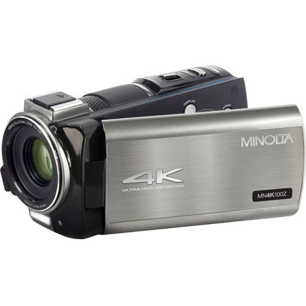 Cámara de Video Minolta Mn4K100Z Uhd 4K con Zoom Óptico de 10X Gris Metálico