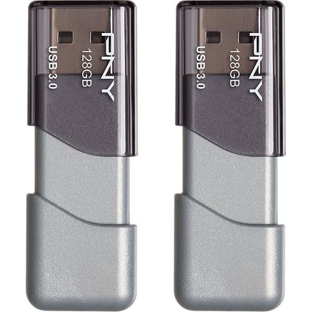 Paquete de 2 Unidades de Memoria Usb 3.0 Pny Turbo Attaché 3 de 128Gb en Color Gris