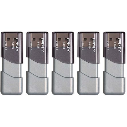 Paquete de 5 Unidades de Memoria Usb 3.0 Pny Turbo Attaché 3 de 64Gb en Color Gris Paquete de 5 Unidades de Memoria Usb 3.0 Pny Turbo Attaché 3 de 64Gb en Color Gris