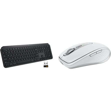 Kit de Teclado Inalámbrico Logitech Mx Keys y Ratón Mx Anywhere 3 Gris Pálido