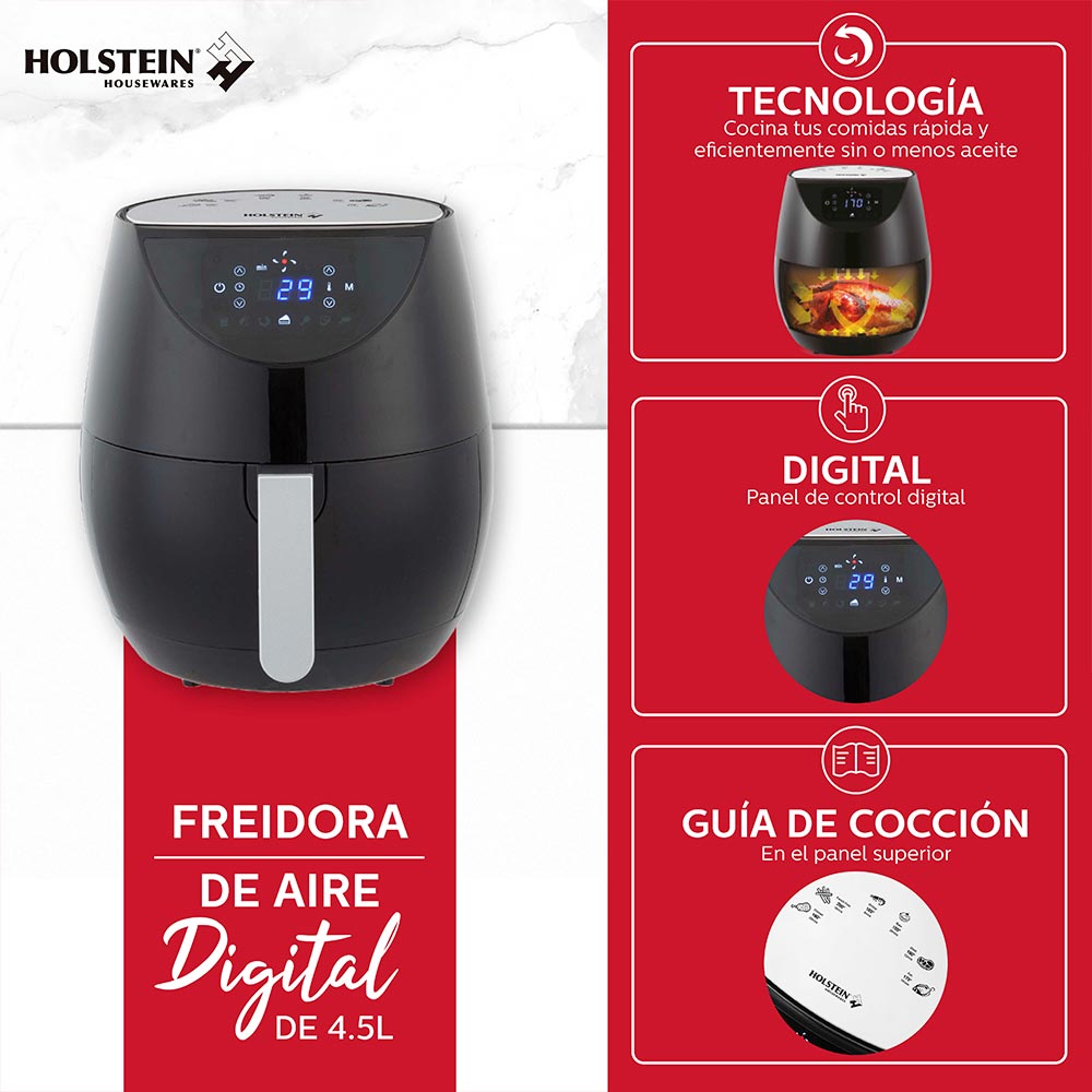 Freidora De Aire Digital 4.5 Litros Negra Holstein - Promart