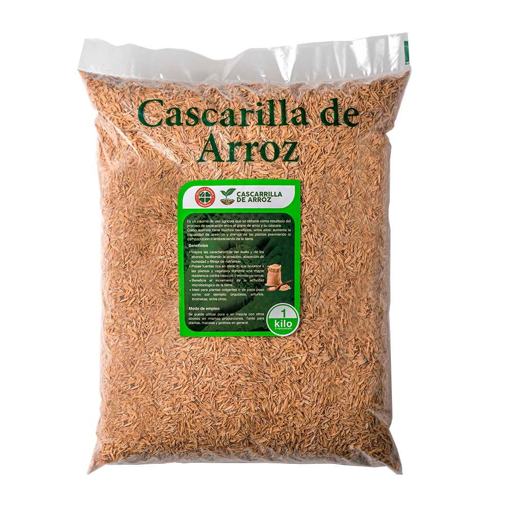 Sustrato Orgánico Cascarilla de Arroz 4Estaciones 1 kg Abono Orgánico para Plantas