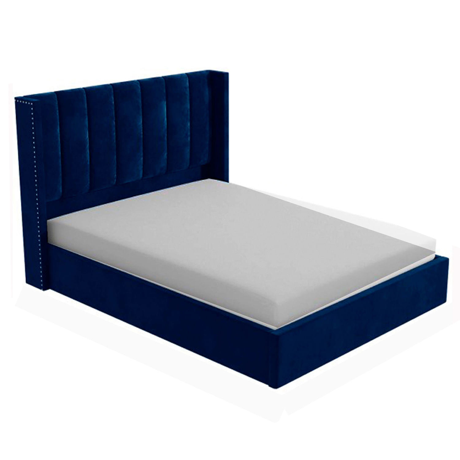 Cama Tapizada Listón LeMueble 1.5 Plz Azul