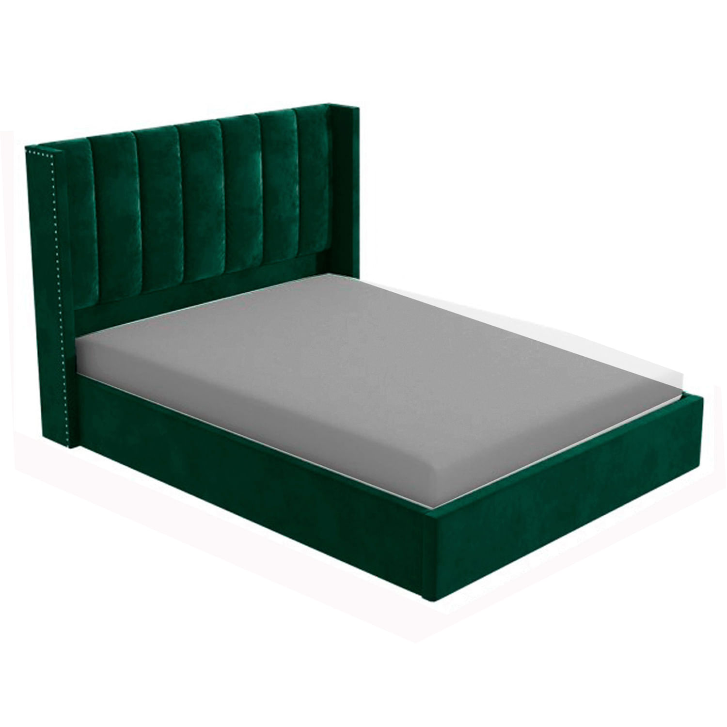Cama Tapizada Listón LeMueble 1.5 Plz Verde Olivo