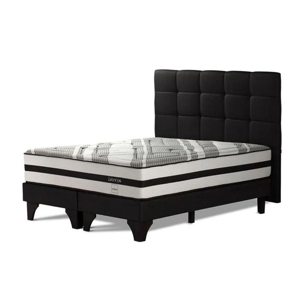 Set Cama Europea Driven Issey Grafito Queen + 2 Almohadas Memory Max
