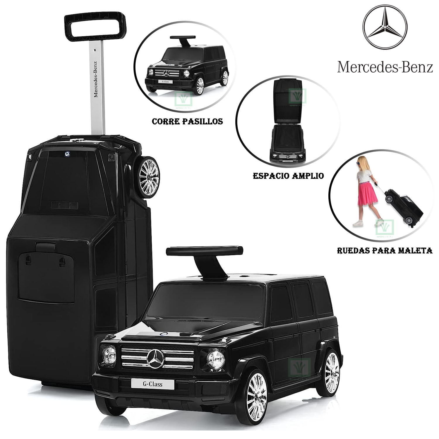 Correpasillos 2 en 1 Mercedes Benz PB-450 Maleta Negro