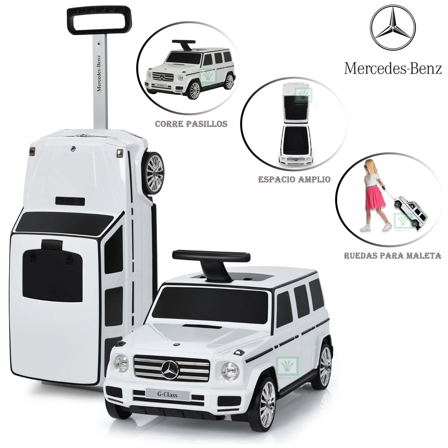 Correpasillos 2 en 1 Mercedes Benz PB-450 Maleta Blanco