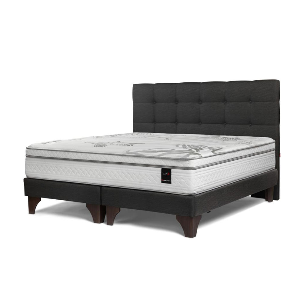 Cama Europea Grafito Art 4 + Cabecera Issey Grafito Queen