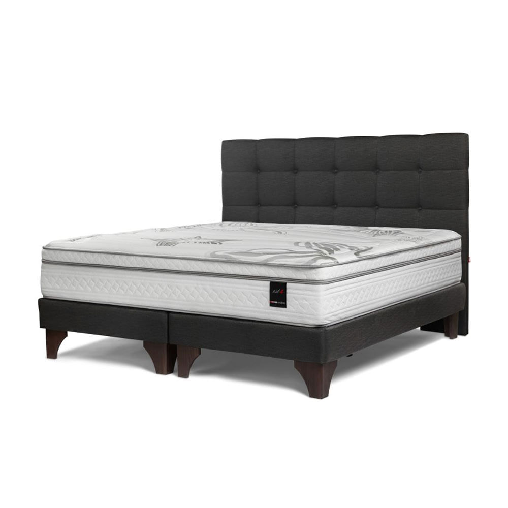 Cama Europea Grafito Art 4 + Cabecera Issey Grafito King