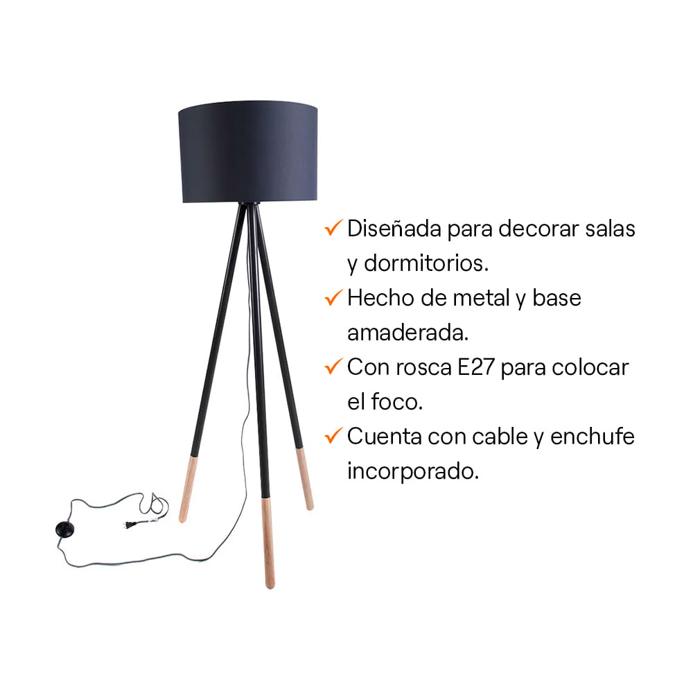 Lámpara de pie Compton Orange - Promart