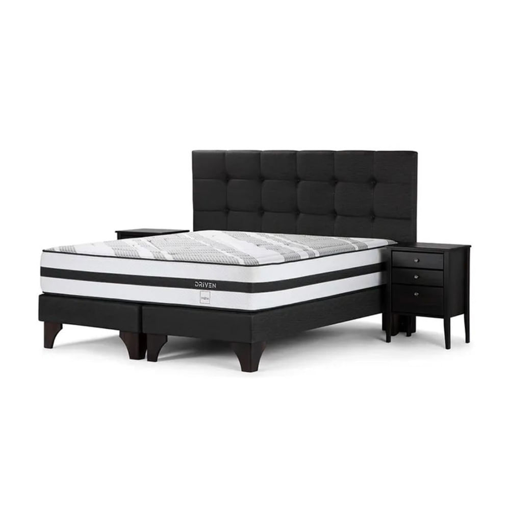 Set Cama Europea Driven Issey Grafito King + 2 Almohadas Memory Max