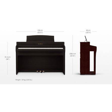 Piano Digital Kawai Ca49 con Banco a Juego Madera de Rosa