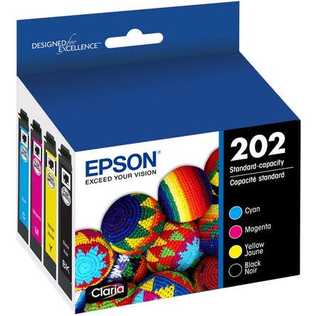 Combo Pack de Cartuchos de Tinta Epson Claria 202 de Capacidad Estándar Negro Cian Magenta Amari