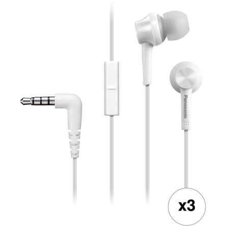 Kit de Auriculares In Ear Panasonic Rp Tcm115 3 Pares Blanco