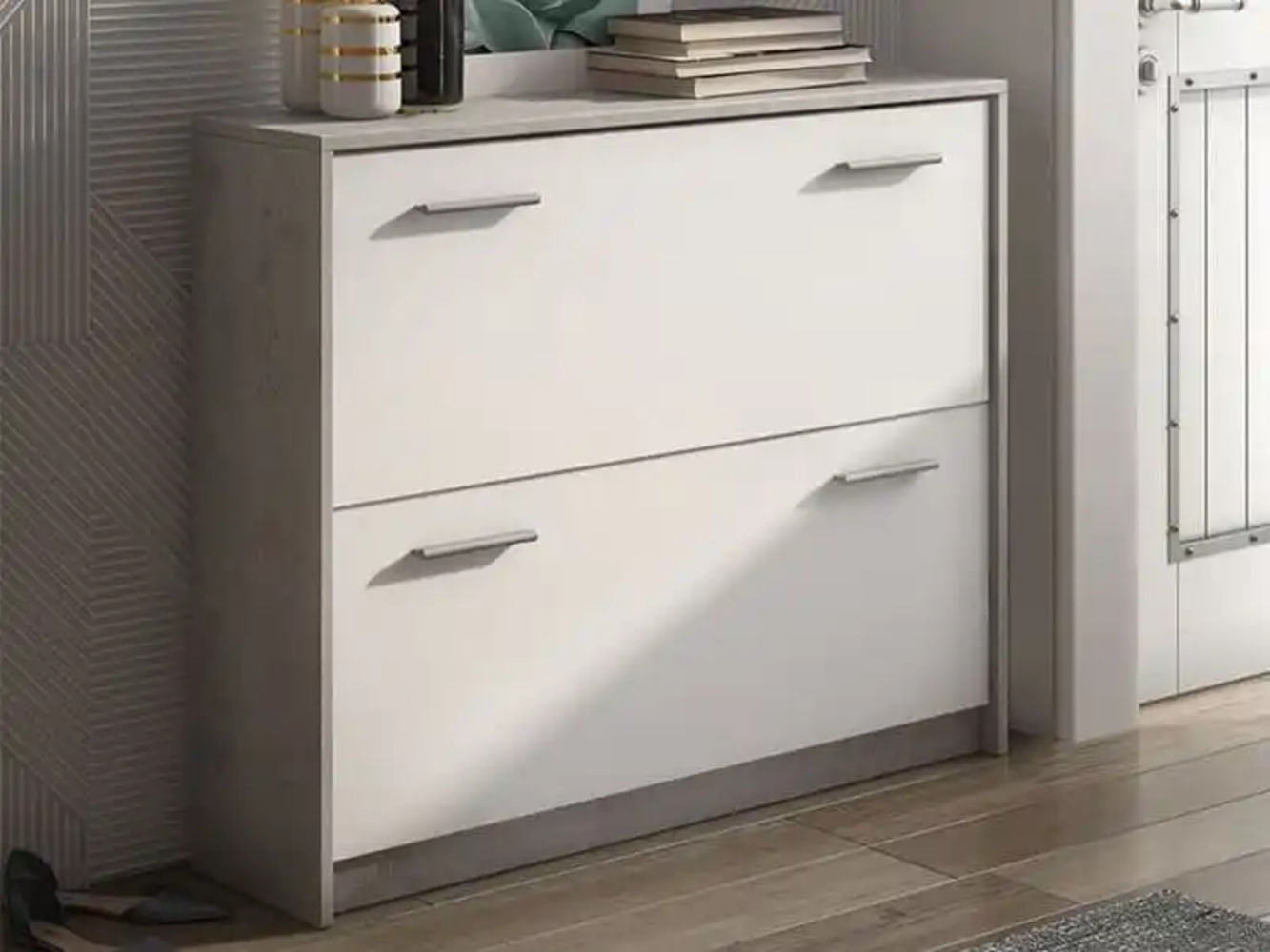 Zapatera Moderna 2 cajones Yola color Blanco TU MESITA