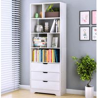 Moderno Librero 4 Repisas 3 Cajones Atom color Blanco TU MESITA